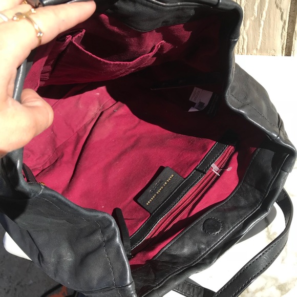 MARC JACOBS MOTO ALL LEATHER TOTE BAG PURSE BLACK - Picture 4 of 8